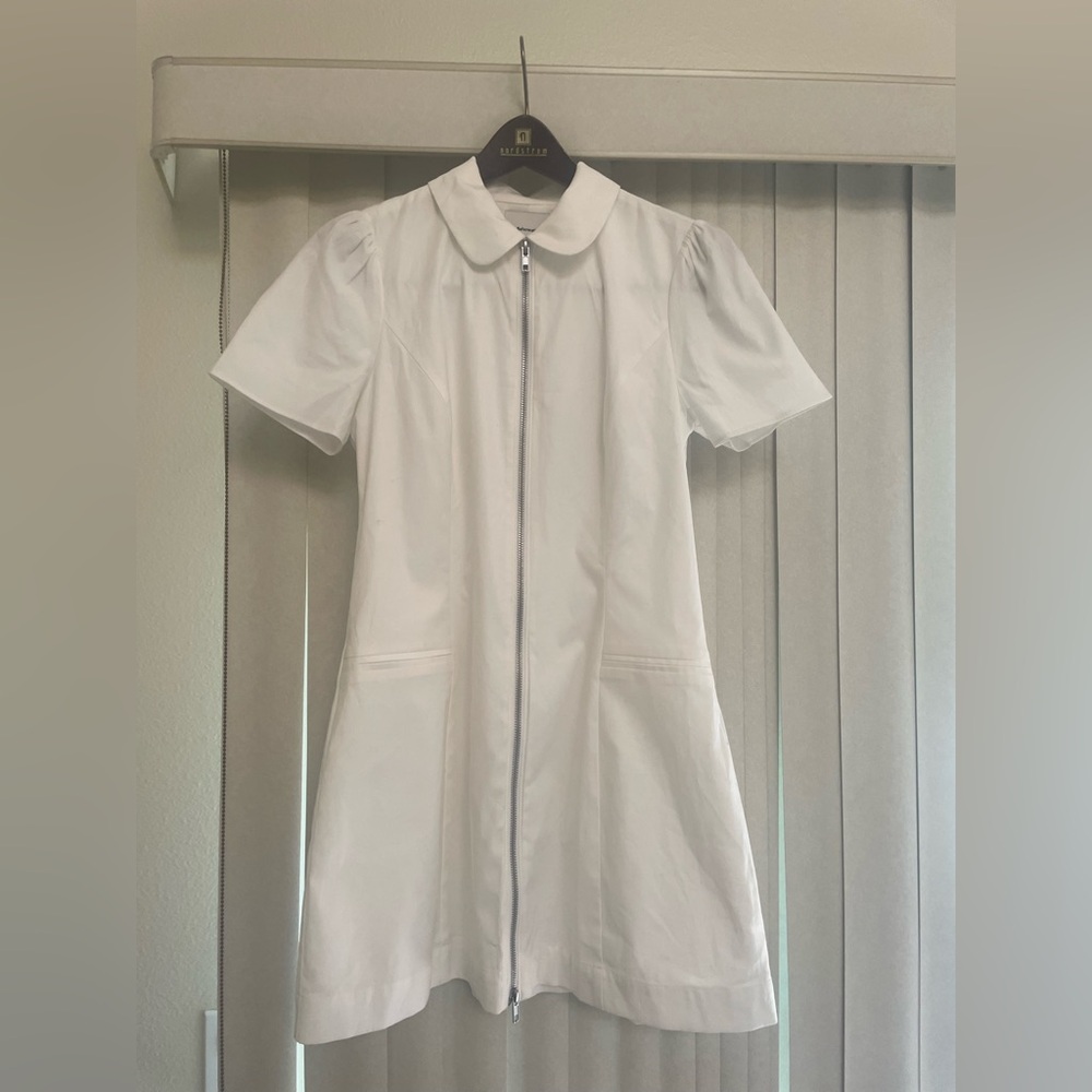 Reformation White Zip-Up Mini Dress